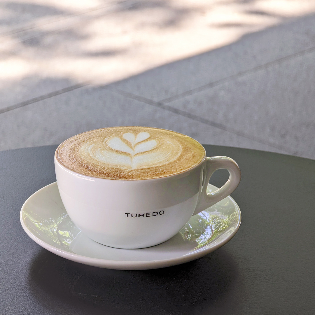 Fragrant latte served at Tuxedo
